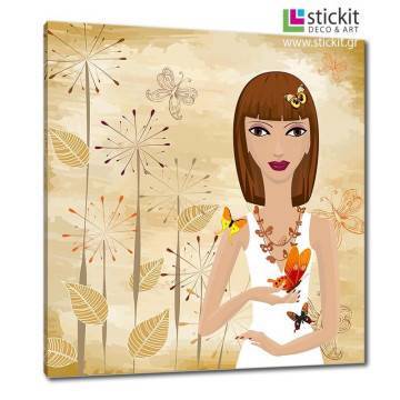 Πίνακας σε καμβά Girl with a butterfly 2