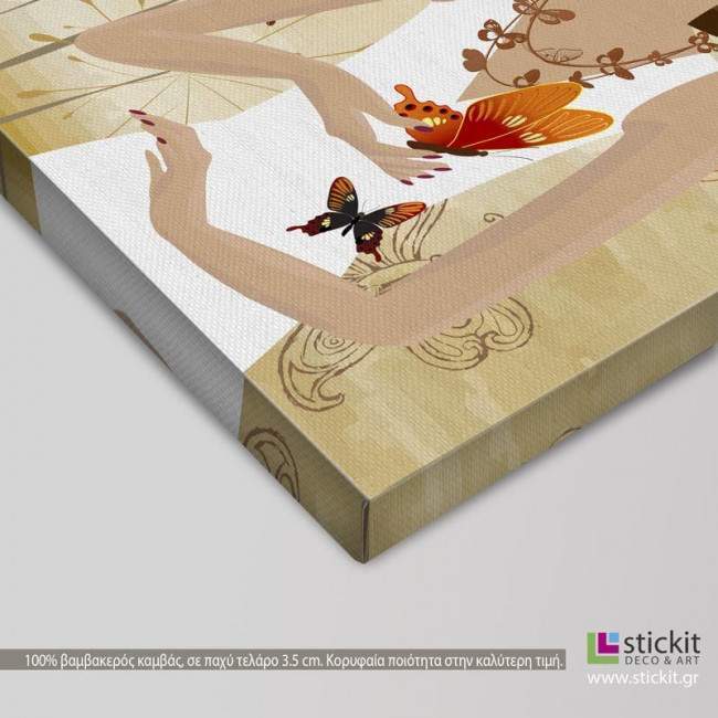 Canvas print Girl with a butterfly, detail