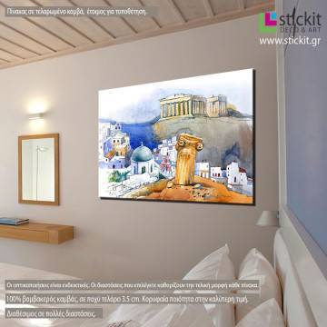 Canvas print Iconic Greece watercolor