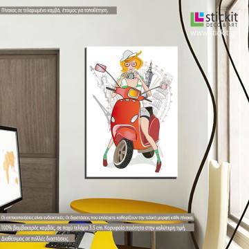 Πίνακας σε καμβά σκούτερ, Traveling on a scooter