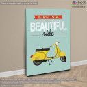 Canvas print Life is a beautiful ride (yellow), side