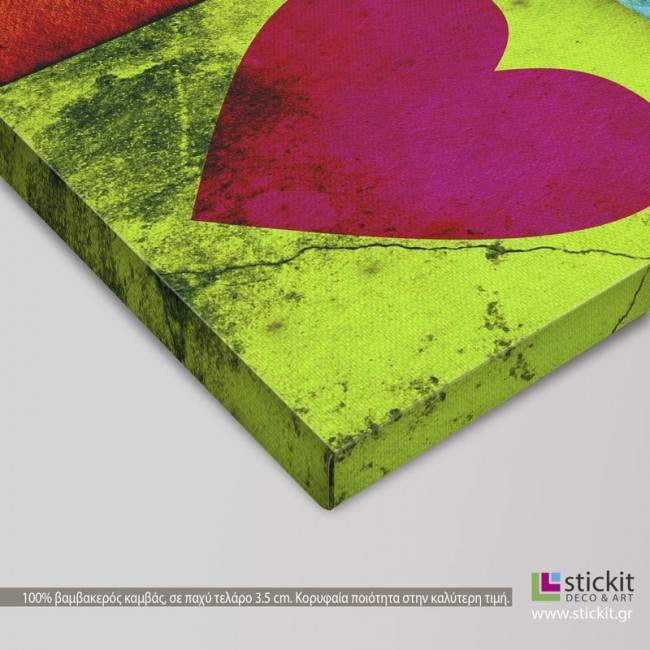 Canvas print Grunge hearts, detail