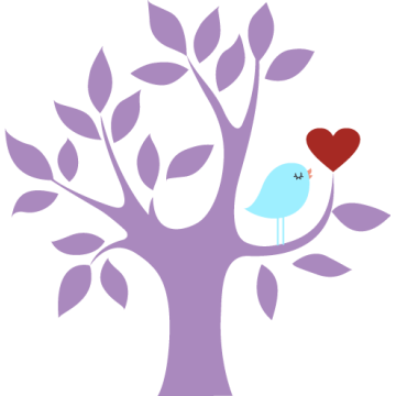 Wall stickers Heart tree and a bird, purple  2
