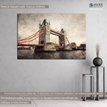 Πίνακας σε καμβά Λονδίνο, Tower bridge, vintage