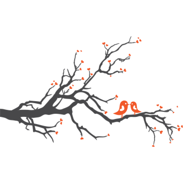 Αυτοκόλλητο τοίχου Ερωτευμένα πουλιά (Γκρι Πορτοκαλί)  2