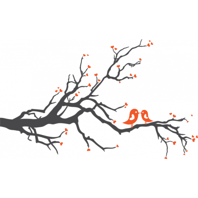 Wall stickers Birds of Love (Gray Orange)