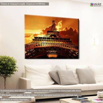 Canvas print Paris sunset, Eiffel tower sunset