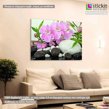 Πίνακας σε καμβά Ορχιδέες Orchids and bamboo Καμβάς τελαρωμένος Όψη 1 2