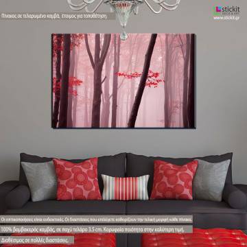 Canvas print Foggy autumn day into the forest