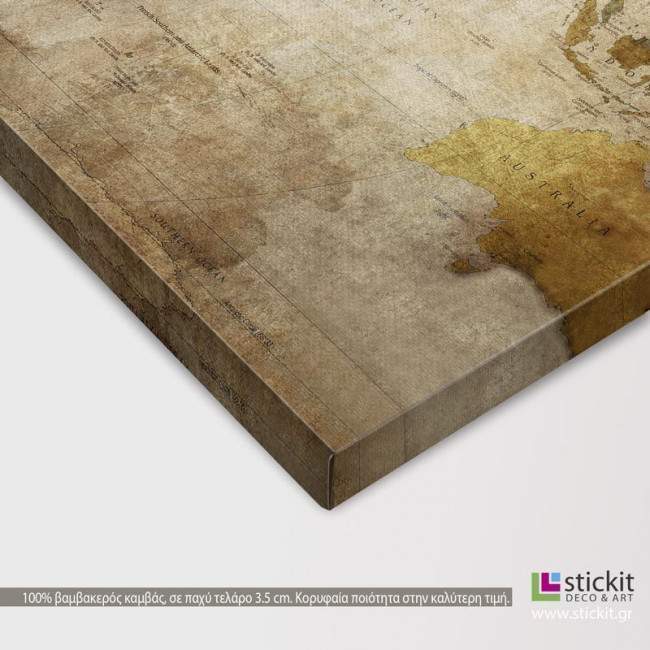 Canvas print World map vintage, detail