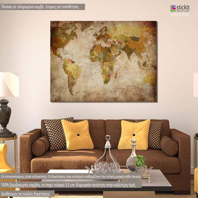Canvas print World map vintage