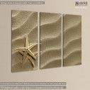 Canvas print Starfish in the sand,  3 panels, side