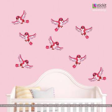 Kids wall stickers Cute birds in many colors