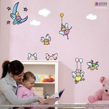 Kids wall stickers Cute fairies with balloons