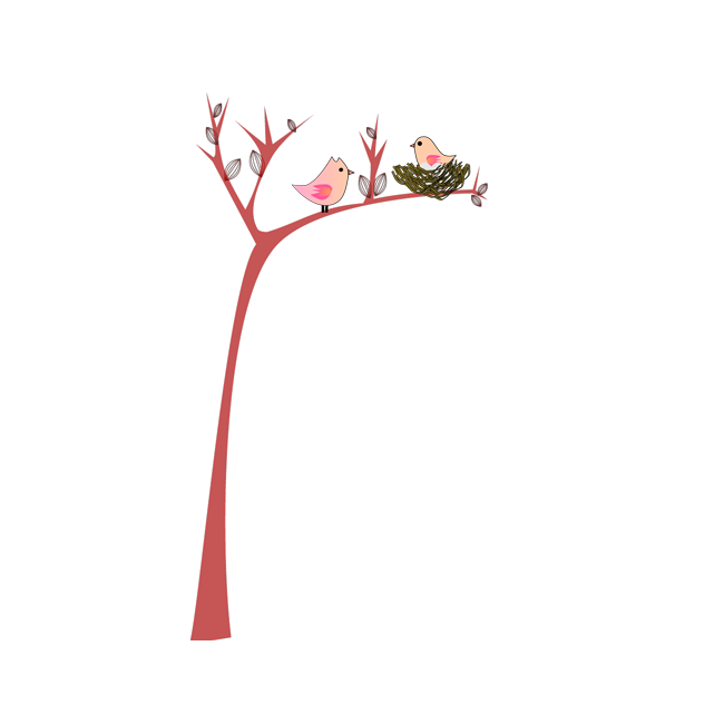 Wall stickers bird nest, Cute tree