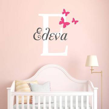 Wall stickers Monogram & butterflies