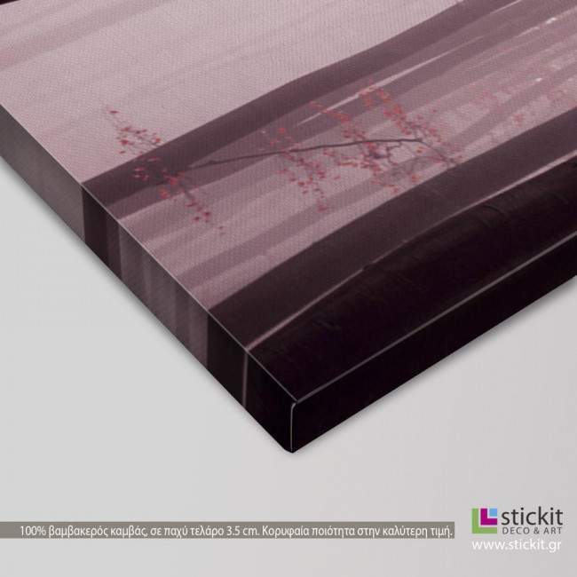 Canvas print Foggy autumn day into the forest,  3 panels, detail