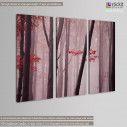 Canvas print Foggy autumn day into the forest,  3 panels, side