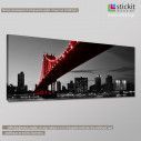 Canvas print Red Manhattan bridge, panoramic, side