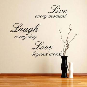 Wall stickers phrases. Live every moment