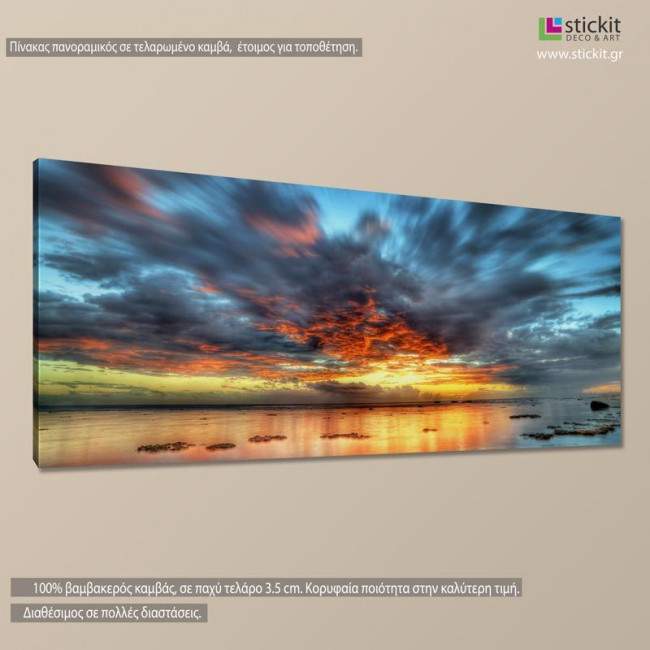 Canvas print Lagoon twilight, panoramic, side