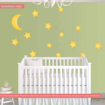 Kids wall Yellow stars and moon