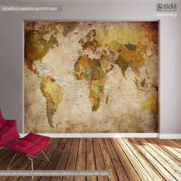Ταπετσαρία τοίχου Παγκόσμιος χάρτης vintage