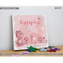 Kids canvas print Pink kitty and butterfly