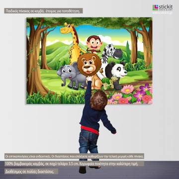 Kids canvas print  Animals at forest