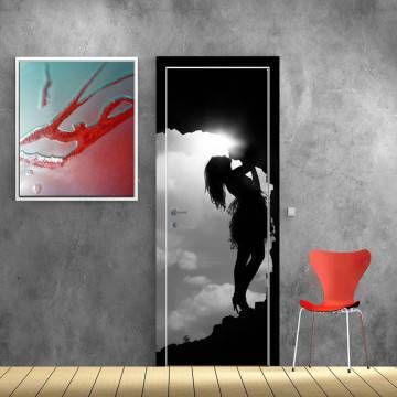 Door sticker Girl in a cave