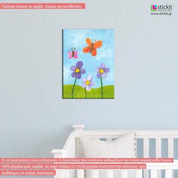 Kids canvas print Flowers and butterflies 2