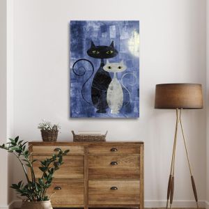 Πίνακας σε καμβά The cats blue Καμβάς τελαρωμένος Όψη 1 2