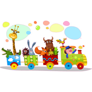 Kids wall stickers Happy train and animals 2