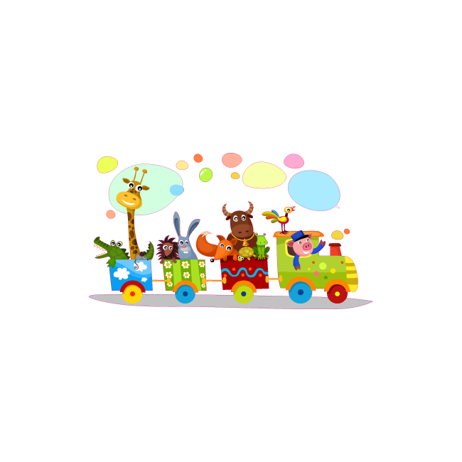 Kids wall stickers Happy train and animals