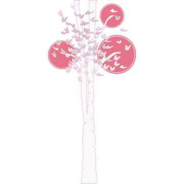 Wall stickers tree and butterflies, Butterflies tree, white 2