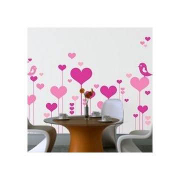 Wall stickers Flowers hearts and birds in love