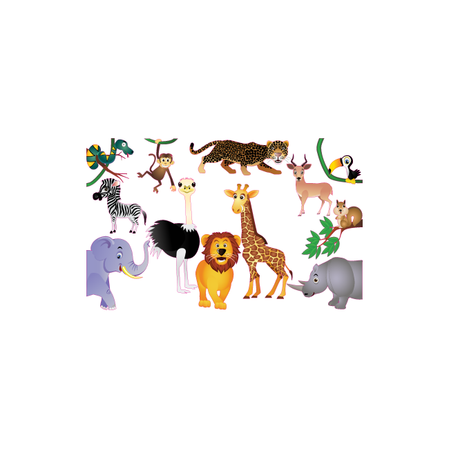 Kids wall stickers Collection of jungle animals
