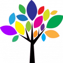Δέντρο με έντονα χρώματα,  αυτοκόλλητο τοίχου , κοντινό
