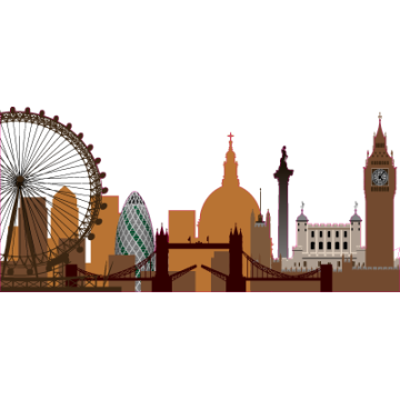 Αυτοκόλλητο τοίχου Λονδίνο, περίγραμμα αποχρώσεις του καφέ 2