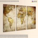 Canvas print World map vintage,  3 panels, side