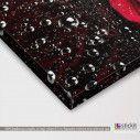 Canvas print Rose with water drops four panels, detail