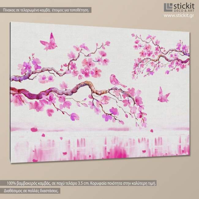 Canvas print  Blossom cherries, side