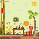 Wall stickers height measure, Little Gorilla, lion, giraffe and tree, Love nature