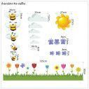 Kids wall stickers Honey Bees, flowers, blue butterflies