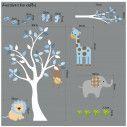 Kids wall stickers Blue safari with jungle animals