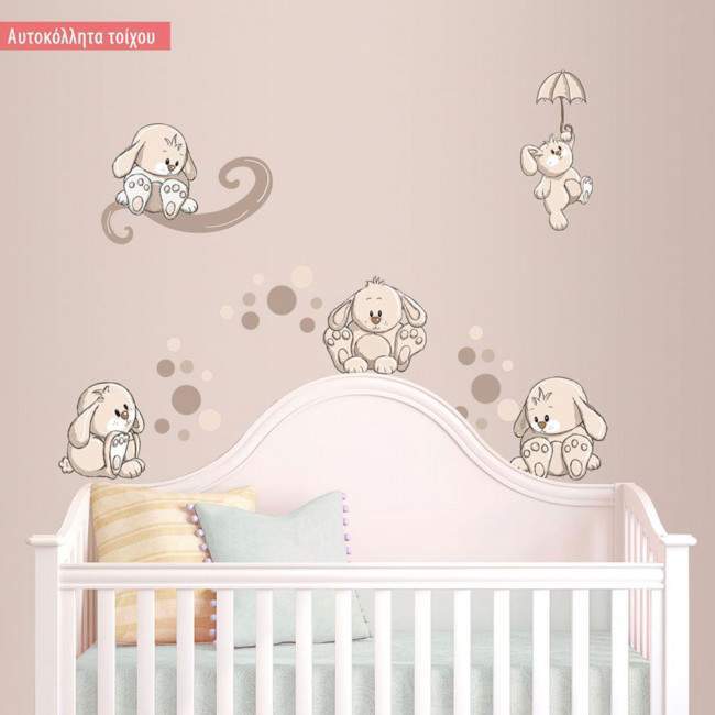 Kids wall stickers Bunnies beige, small collection