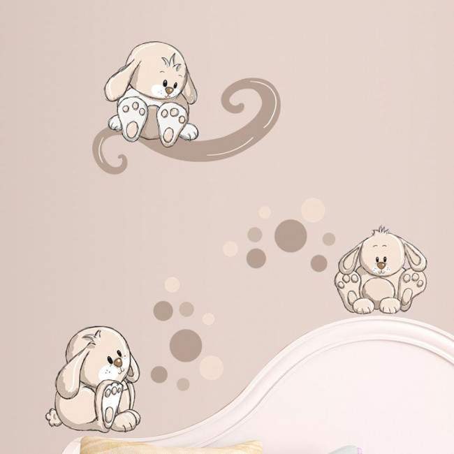 Kids wall stickers Bunnies beige, small collection