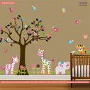 Αυτοκόλλητα τοίχου παιδικά ζωάκια ζούγκλας και δέντρο, Cute Pink Africa