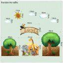 Kids wall stickers Zoo with animals, trees, clouds, sun