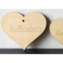 Wooden heart engraved name  decorative figure